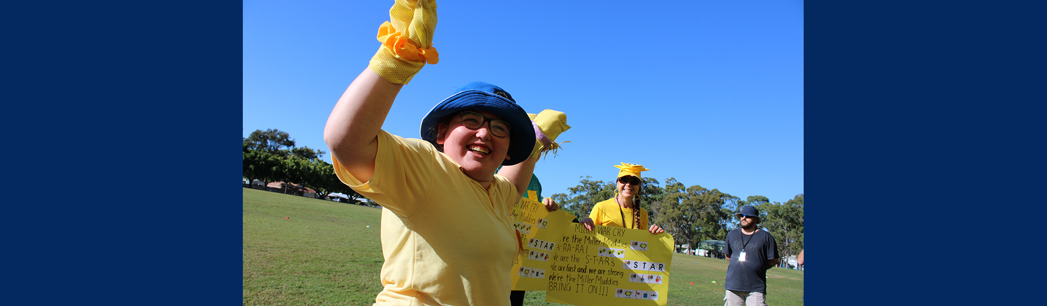 A student celebrating Sports Day